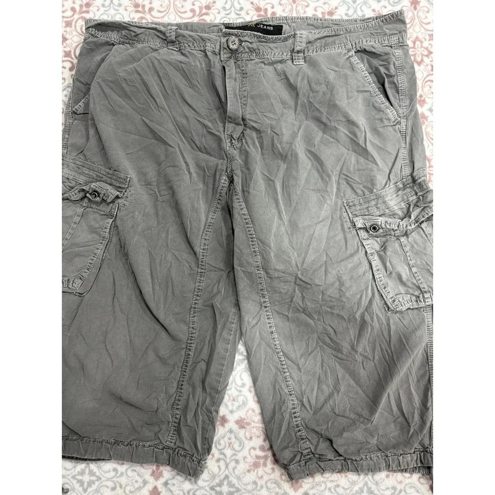 Xray Jeans Mens Gray Cotton Cargo Shorts Size 42 Utility Casual Drawstring Hem - Picture 2 of 12